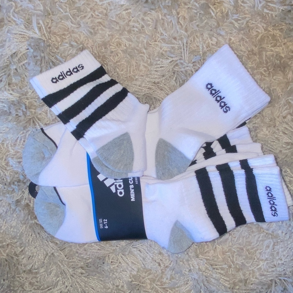 NEW Adidas 6 pack Men’s Soft Cushioned Aeroready Quarter Socks Shoe Size 6-12 - Picture 2 of 6